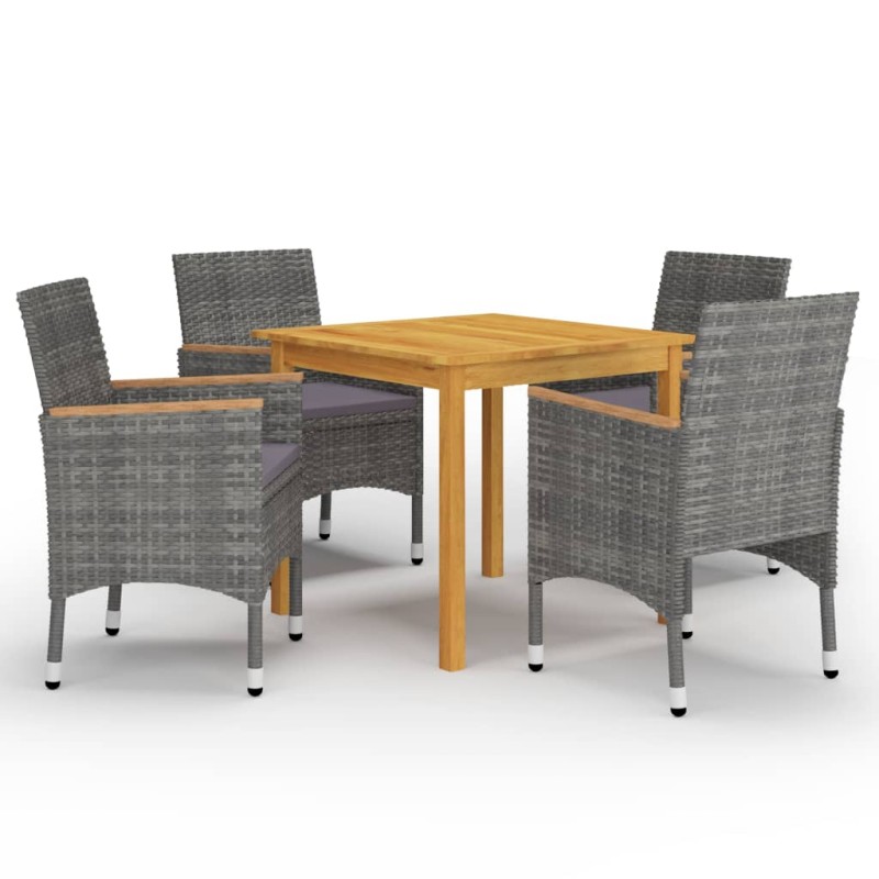 vidaXL Juego de comedor de jardín de 5 piezas gris vidaXL Juego de comedor de jardín de 5 piezas gris