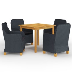 vidaXL Juego de comedor para jardín de 5 piezas gris oscuro
