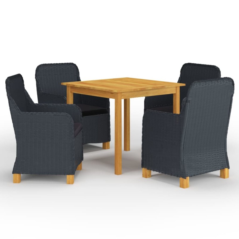 vidaXL Juego de comedor para jardín de 5 piezas gris oscuro