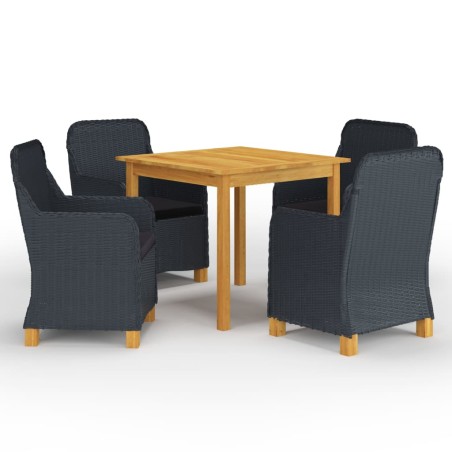 vidaXL Juego de comedor para jardín de 5 piezas gris oscuro