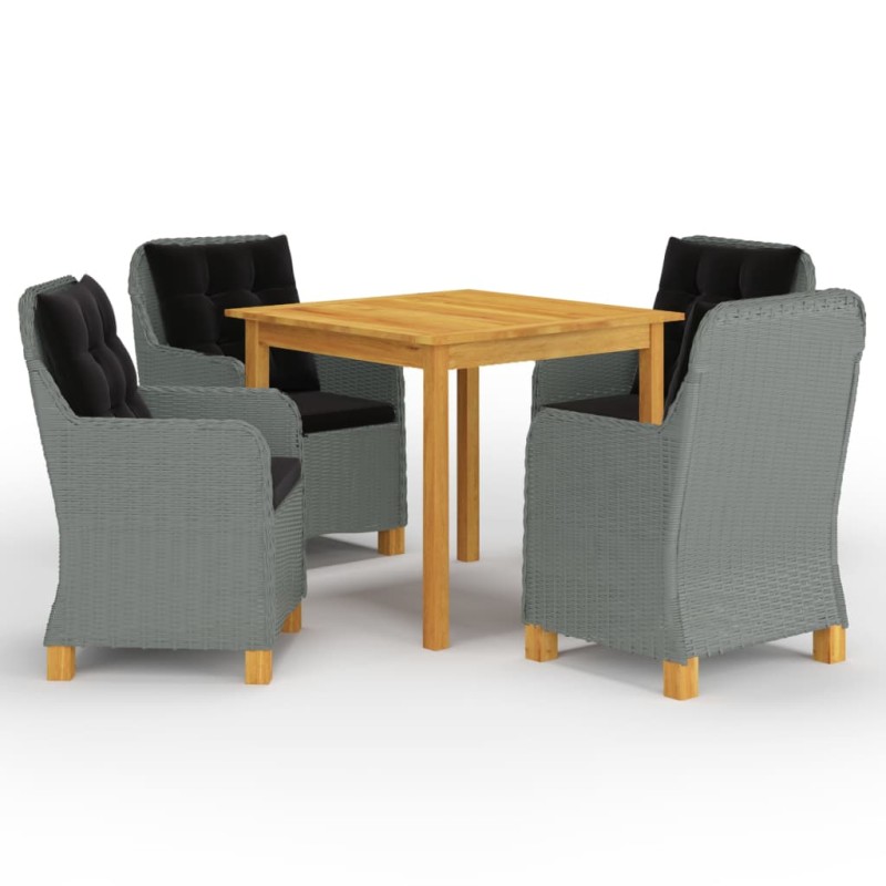 vidaXL Juego de comedor para jardín de 5 piezas gris claro vidaXL Juego de comedor para jardín de 5 piezas gris claro