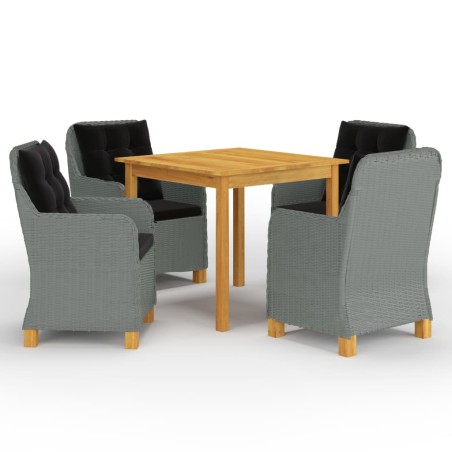 vidaXL Juego de comedor para jardín de 5 piezas gris claro