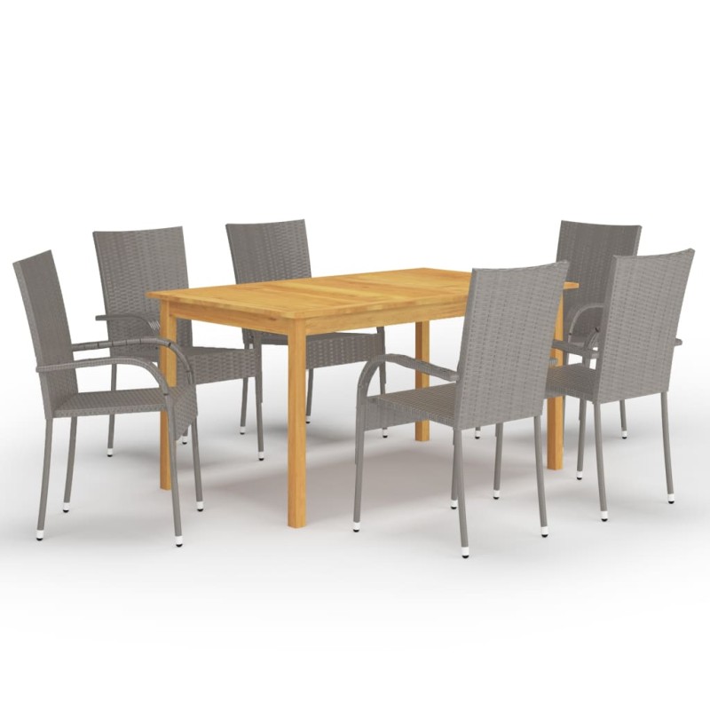 vidaXL Juego de comedor para jardín de 7 piezas gris