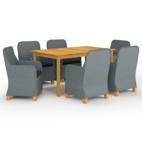 vidaXL Juego de comedor para jardín de 7 piezas gris claro