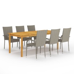 vidaXL Juego de comedor para jardín de 7 piezas gris