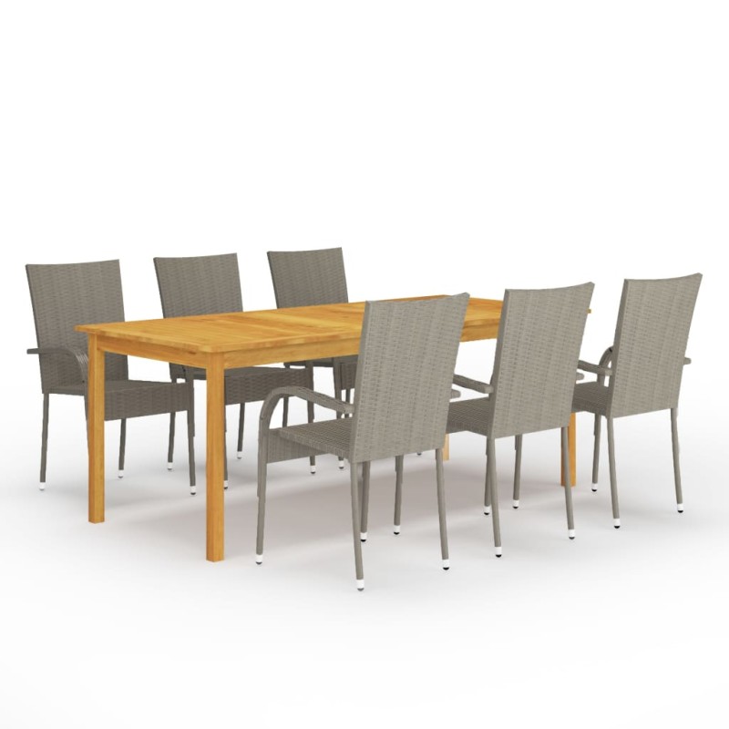 vidaXL Juego de comedor para jardín de 7 piezas gris vidaXL Juego de comedor para jardín de 7 piezas gris