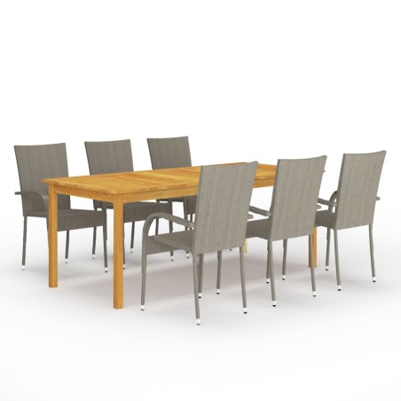 vidaXL Juego de comedor para jardín de 7 piezas gris