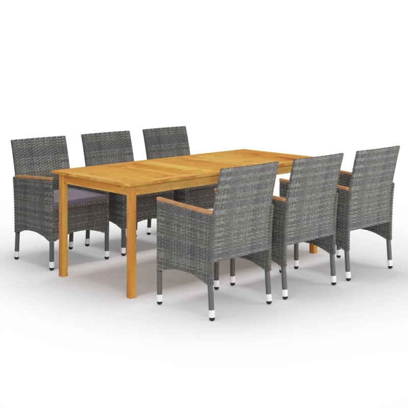 vidaXL Juego de comedor de jardín de 7 piezas gris vidaXL Juego de comedor de jardín de 7 piezas gris