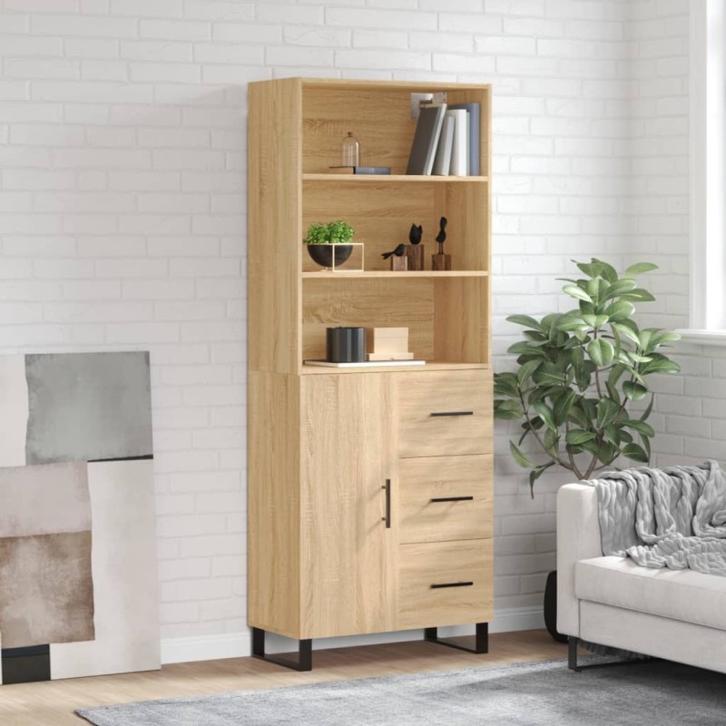 vidaXL Aparador alto madera contrachapada color roble 69,5x34x180 cm vidaXL Aparador alto madera contrachapada color roble 69,5x34x180 cm