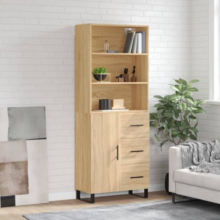 vidaXL Aparador alto madera contrachapada color roble 69,5x34x180 cm