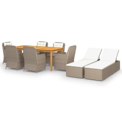 vidaXL Juego de comedor para jardín 9 piezas marrón