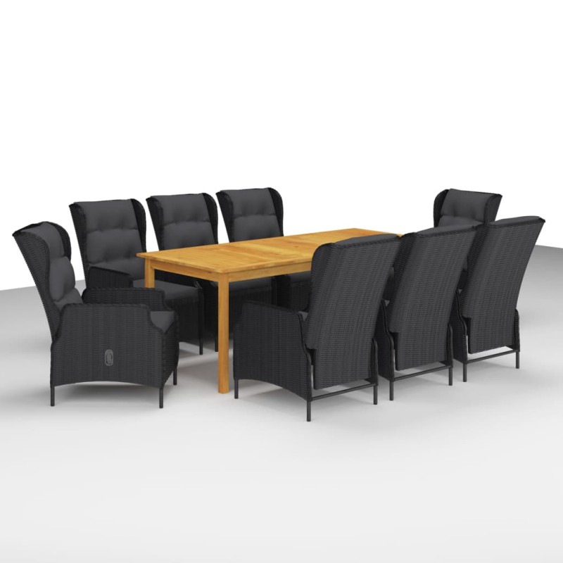 vidaXL Juego de comedor para jardín 9 piezas gris oscuro vidaXL Juego de comedor para jardín 9 piezas gris oscuro