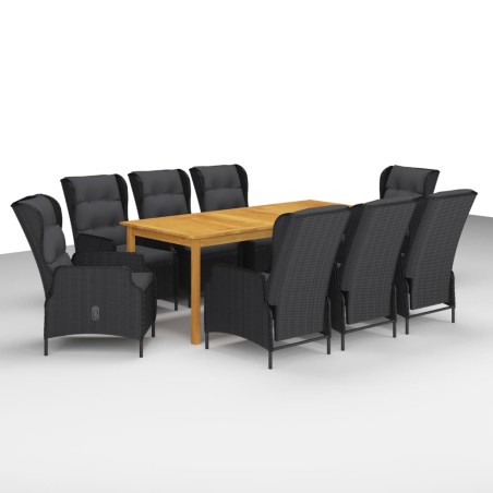 vidaXL Juego de comedor para jardín 9 piezas gris oscuro