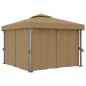 vidaXL Cenador con cortina gris taupe aluminio 3x3 m vidaXL Cenador con cortina gris taupe aluminio 3x3 m