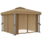 vidaXL Cenador con cortina gris taupe aluminio 3x3 m vidaXL Cenador con cortina gris taupe aluminio 3x3 m