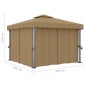 vidaXL Cenador con cortina gris taupe aluminio 3x3 m vidaXL Cenador con cortina gris taupe aluminio 3x3 m