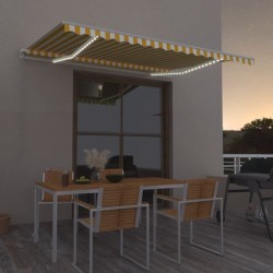 vidaXL Toldo retráctil manual con LED amarillo y blanco 400x300 cm