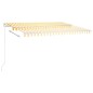 vidaXL Toldo retráctil manual con LED amarillo y blanco 400x300 cm vidaXL Toldo retráctil manual con LED amarillo y blanco 400x300 cm