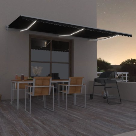 vidaXL Toldo automático LED sensor de viento gris antracita 600x350 cm