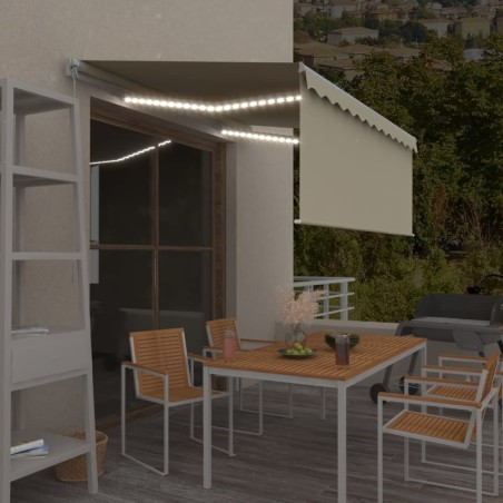 vidaXL Toldo retráctil manual con persiana y luz LED crema 3x2,5 m  
