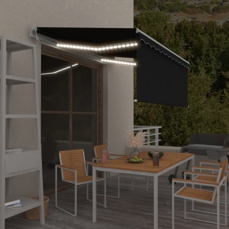 vidaXL Toldo automático persiana, LED y sensor viento antracita 3x2,5m  