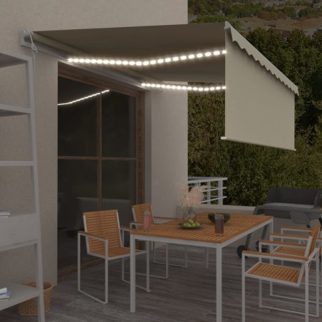 vidaXL Toldo automático con persiana LED sensor de viento crema 4x3 m 
