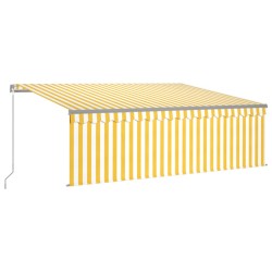 vidaXL Toldo manual retráctil con persiana y LED amarillo blanco 4x3 m