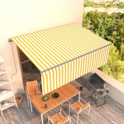 vidaXL Toldo automático retráctil con persiana amarillo blanco 4x3 m  