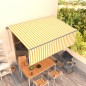 vidaXL Toldo automático retráctil con persiana amarillo blanco 4x3 m vidaXL Toldo automático retráctil con persiana amarillo blanco 4x3 m