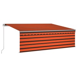 vidaXL Toldo retráctil manual con persiana naranja y marrón 4,5x3 m
