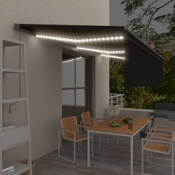 vidaXL Toldo automático persiana LED sensor viento gris antracita 6x3m