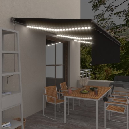 vidaXL Toldo automático persiana LED sensor viento gris antracita 6x3m