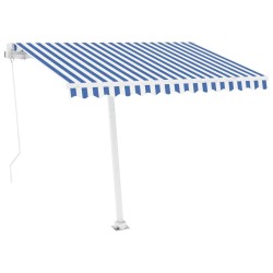 vidaXL Toldo de pie retráctil manual azul y blanco 300x250 cm