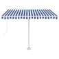 vidaXL Toldo de pie retráctil manual azul y blanco 300x250 cm vidaXL Toldo de pie retráctil manual azul y blanco 300x250 cm