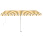 vidaXL Toldo de pie retráctil manual amarillo y blanco 450x300 cm vidaXL Toldo de pie retráctil manual amarillo y blanco 450x300 cm