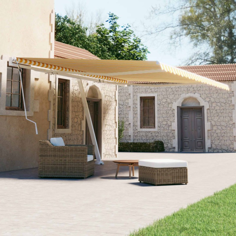 vidaXL Toldo de pie retráctil manual amarillo y blanco 600x300 cm