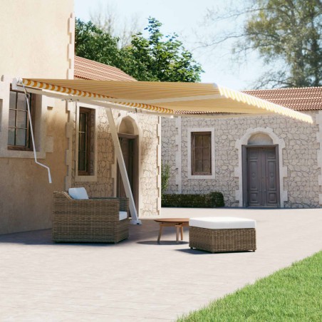 vidaXL Toldo de pie retráctil manual amarillo y blanco 600x300 cm