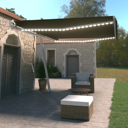 vidaXL Toldo automático LED sensor de viento gris antracita 500x350 cm 