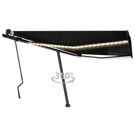vidaXL Toldo retráctil manual con LED gris antracita 400x300 cm