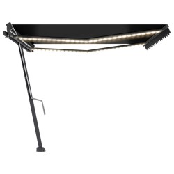vidaXL Toldo retráctil manual con LED gris antracita 400x300 cm