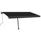 vidaXL Toldo retráctil manual con LED gris antracita 400x300 cm