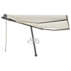 vidaXL Toldo automático con LED sensor de viento crema 400x300 cm