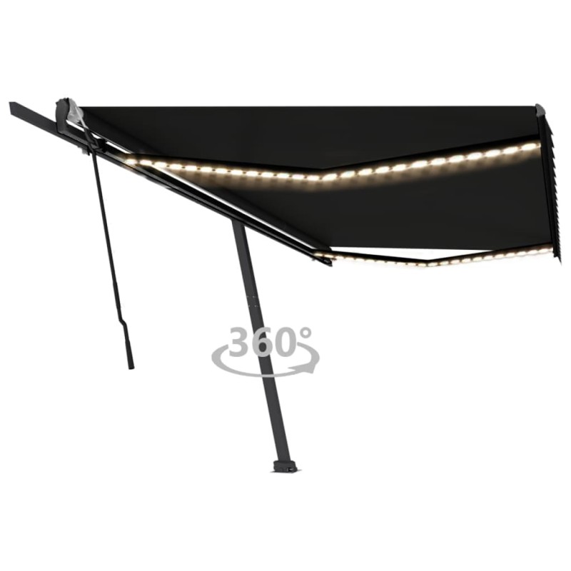 vidaXL Toldo retráctil manual con LED gris antracita 500x300 cm vidaXL Toldo retráctil manual con LED gris antracita 500x300 cm