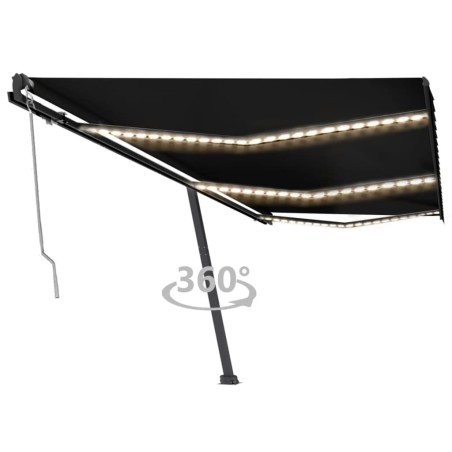 vidaXL Toldo automático LED sensor de viento gris antracita 600x300 cm