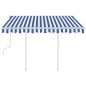 vidaXL Toldo manual retráctil con LED azul y blanco 3x2,5 m vidaXL Toldo manual retráctil con LED azul y blanco 3x2,5 m