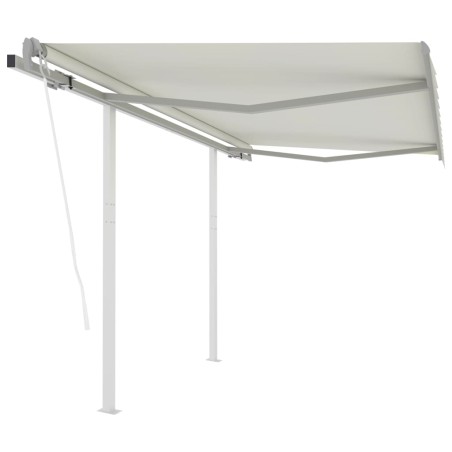 vidaXL Toldo retráctil automático con postes crema 3x2,5 m