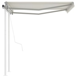 vidaXL Toldo retráctil automático con postes crema 3x2,5 m