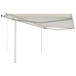 vidaXL Toldo retráctil automático con postes crema 4x3 m