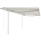 vidaXL Toldo retráctil automático con postes crema 4x3 m vidaXL Toldo retráctil automático con postes crema 4x3 m