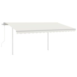 vidaXL Toldo retráctil automático con postes crema 4x3 m